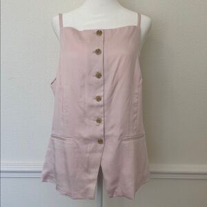 Ann Taylor NWT Light Pink Button-Down High Neck Vest Plus Size